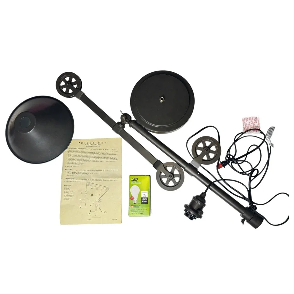 Pottery Barn Pulley‎ Task Table Lamp Industrial Bronze Adjustable Desk Light